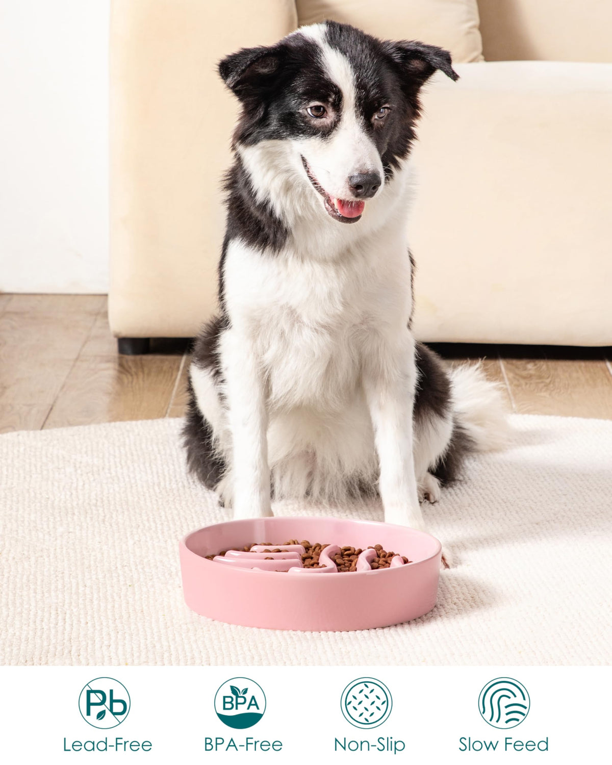 Slow Feeder Dog Bowl (Pink / 3 Cups)