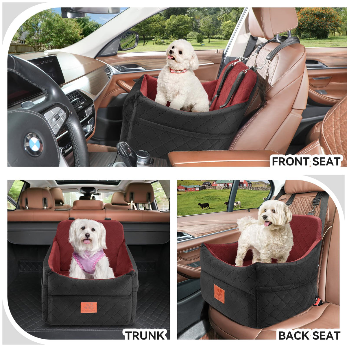 Dog Car Seat for Small (Black/Red)