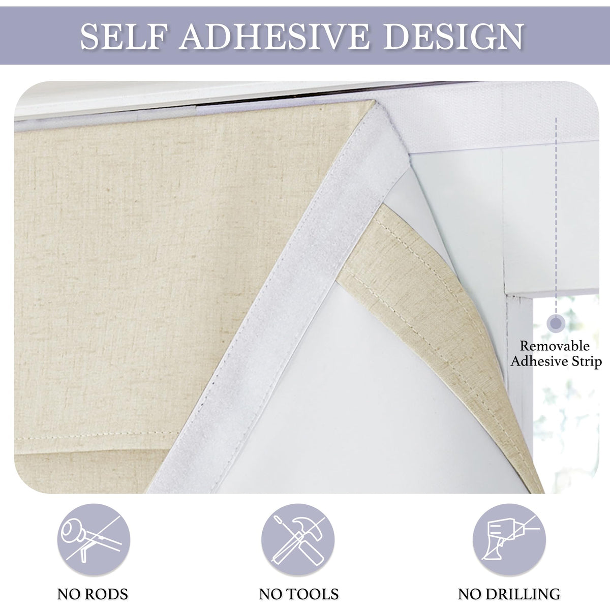 Natural Linen Textured French Door Window Curtains 100% Blackout (Beige / 34"W x 80"L (Pack of 1))