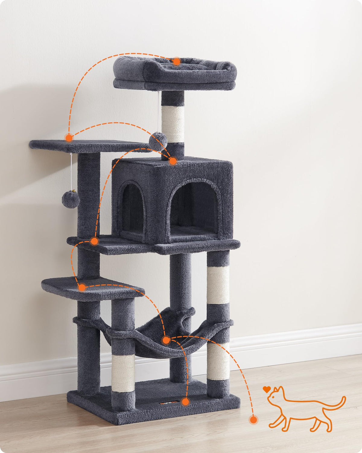 Cat Tree 44.1 (44.1 Inches / Smoky Gray)