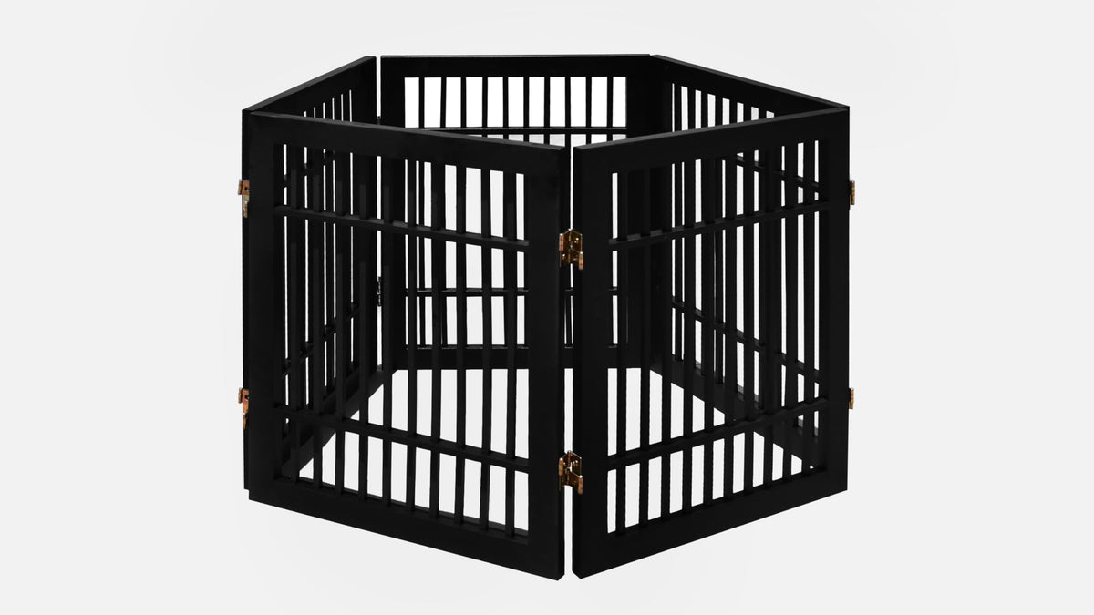 Pet Dog Gate Freestanding (5 Panel 24" Tall / Black Pet Gate)