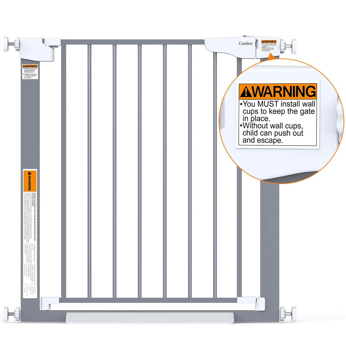 29.7 54.2" Wide Baby Gate (Gray / 29.7"-54.2" W x 30.5" H)