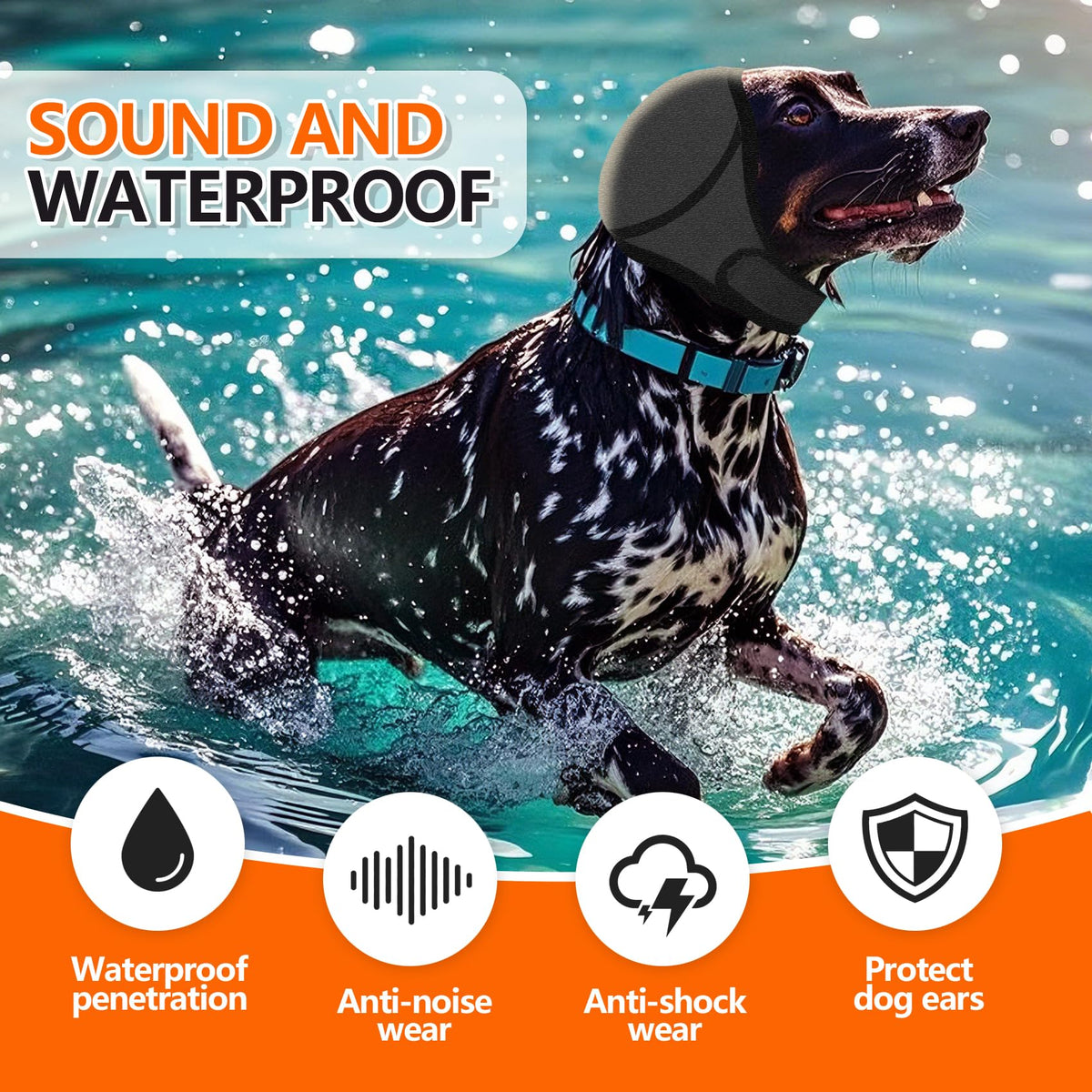 Dog Ear Muff Waterproof Noise Canceling Ear Protection (Grey / Large)