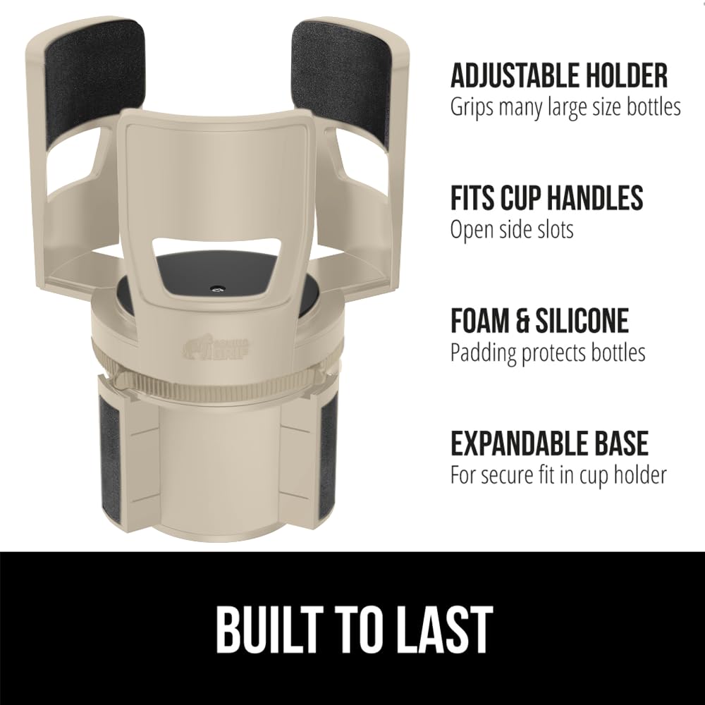 Patent Pending Adjustable Car Cup Holder Expander (Tan)