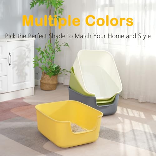 Large Cat Litter Box with High Sides (White)