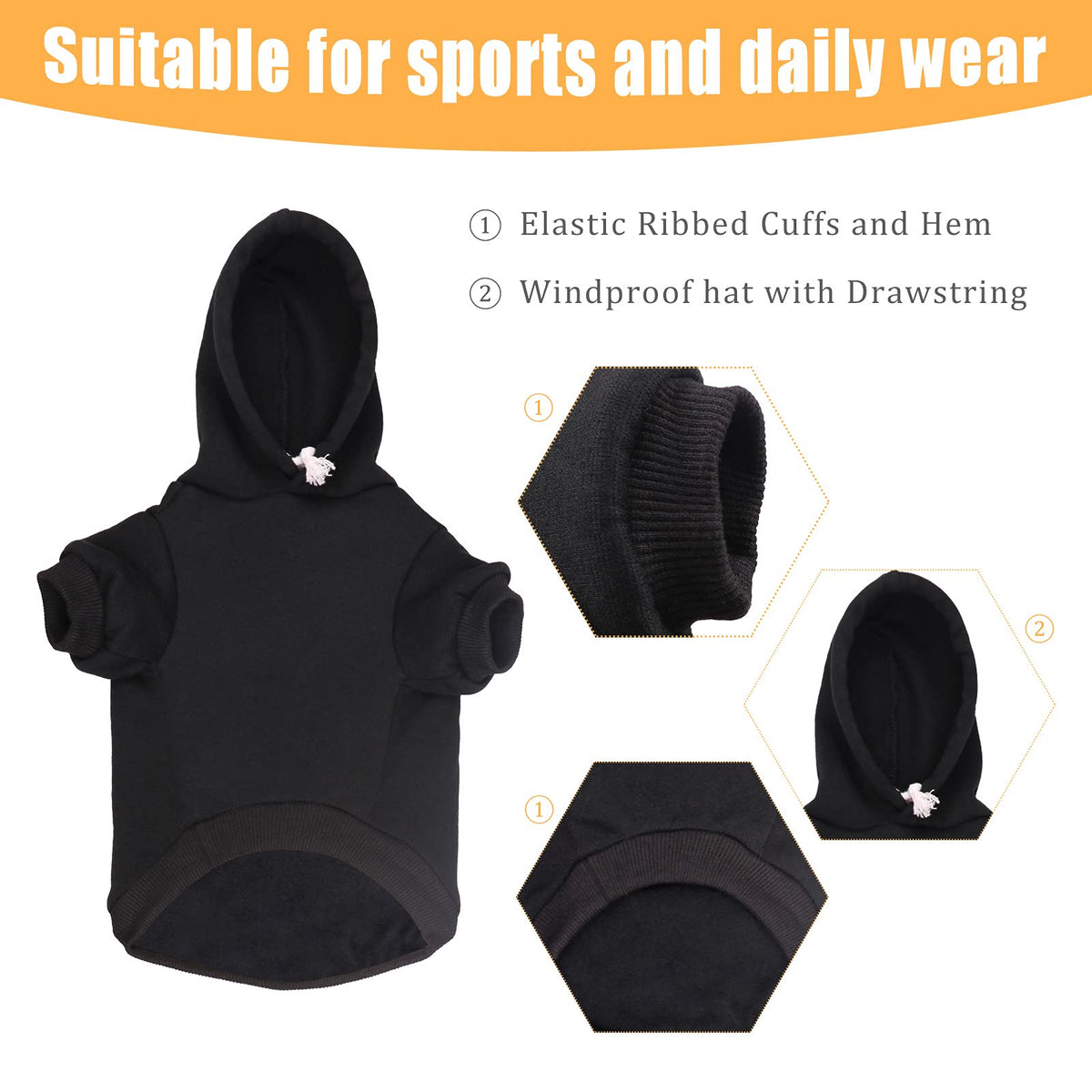 Dog Hoodie Security Dog Sweater Soft Brushed Fleece Clothes Hoodie Sweatshirt with Pocket for Small Medium Large Dogs (XX-Large)