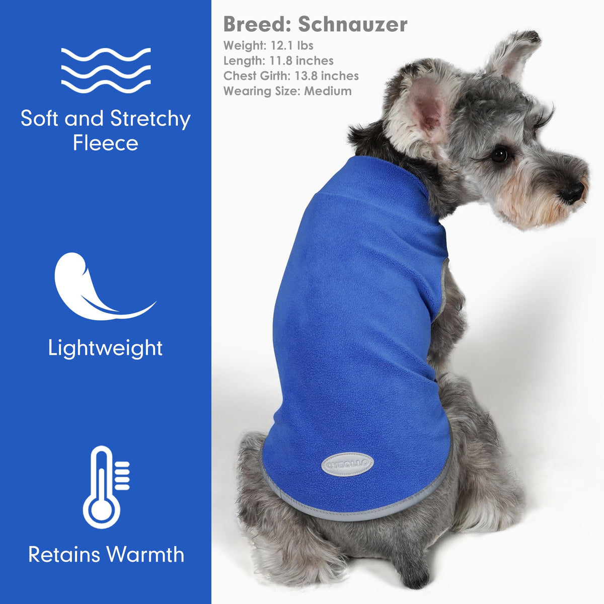 2 Pack Fleece Dog Sweater Pullover Lightweight Reflective Jacket (Large / Blue & Mist Blue)