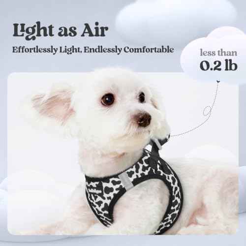 Dog Harness Small Sized and Leash Set (Black White Cow / Xs (chest: 13.3 - 15.5"))