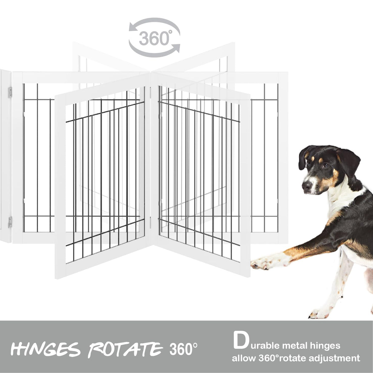 Dog Gate Indoor with Door (White / 【6 Panels with Door】144"W x 32"H)