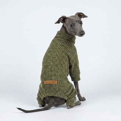 Mock Neck Knited Dog Pajamas (Large / Olive Green)