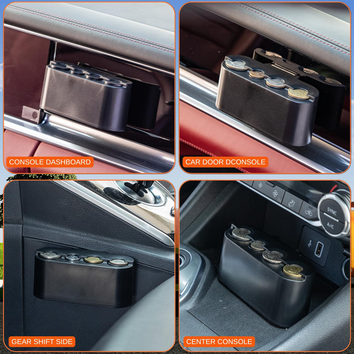 Extra Hanging Car Door Window Drink Coffee Cup Holder with Storage Organizer Tray (Car Door Cup Holder & Coin Organizer)