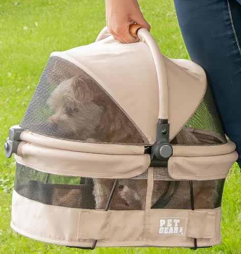 No Zip View 360 Pet Carrier & Car Seat (Light Tan / 15.5"L x 12.5"W x 15.5"H)