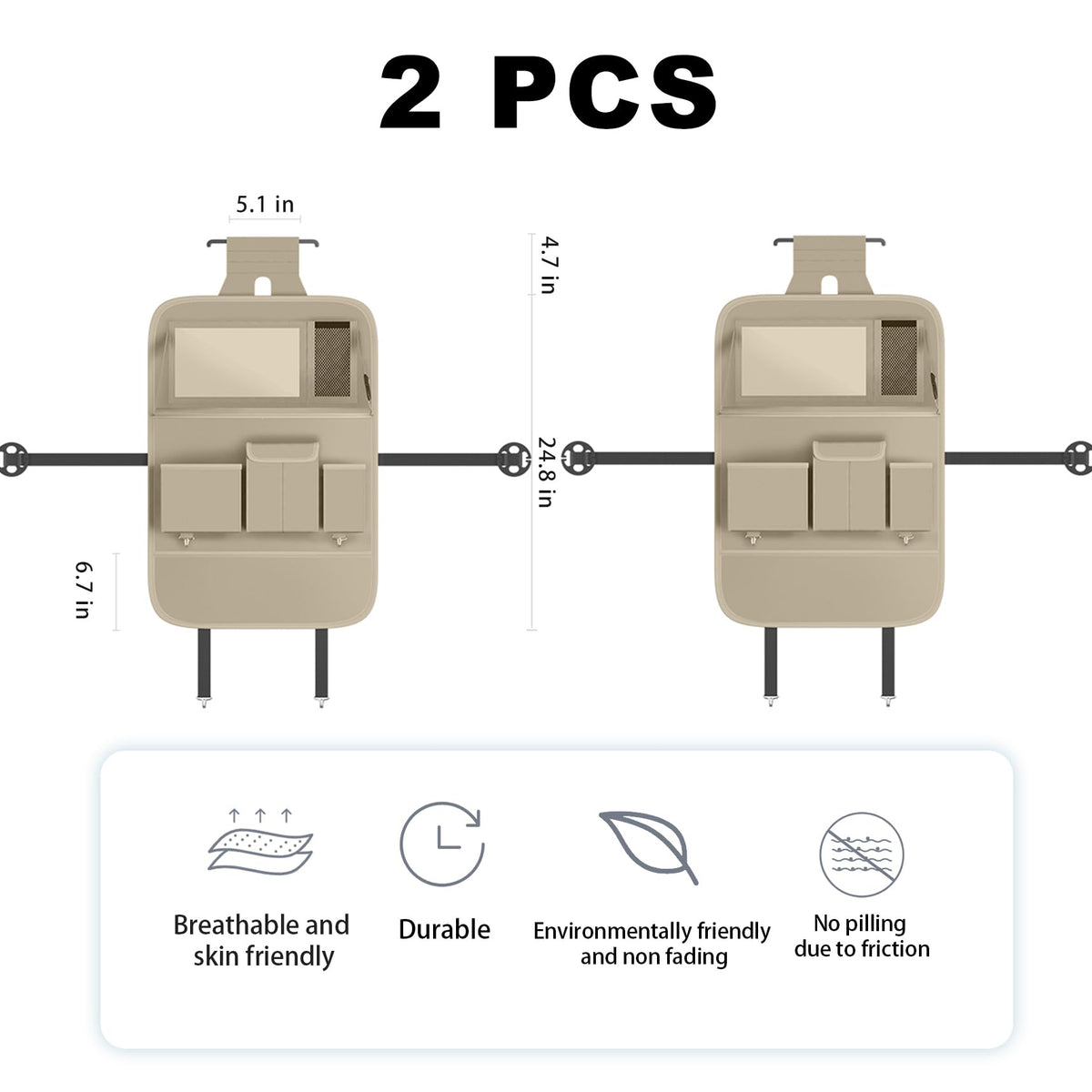 Car Seat Organizers (Plain Beige / 2 Pcs)