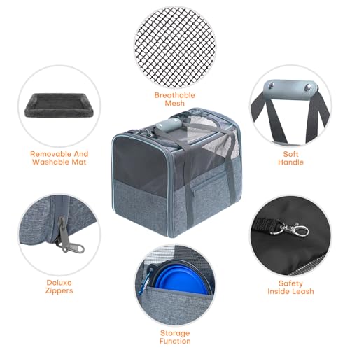 JUNGYOUN Premium Cat Carrier (Charcoal / 17.5"L x 12.4"W x 13.5"H)