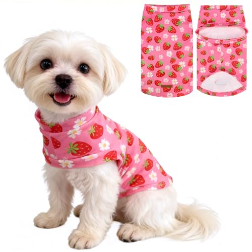 Cat Sweater Warm Fleece Pet Clothes for Cats Only (Strawberry Pink / Large)