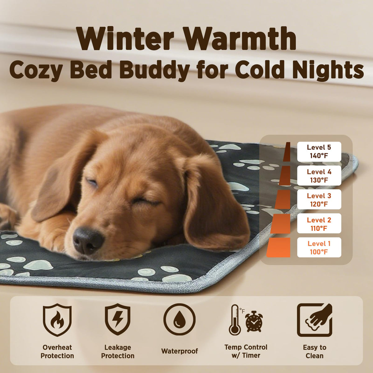 Pet Heating Pad for Cats & Dogs (47 X 30in / Black)