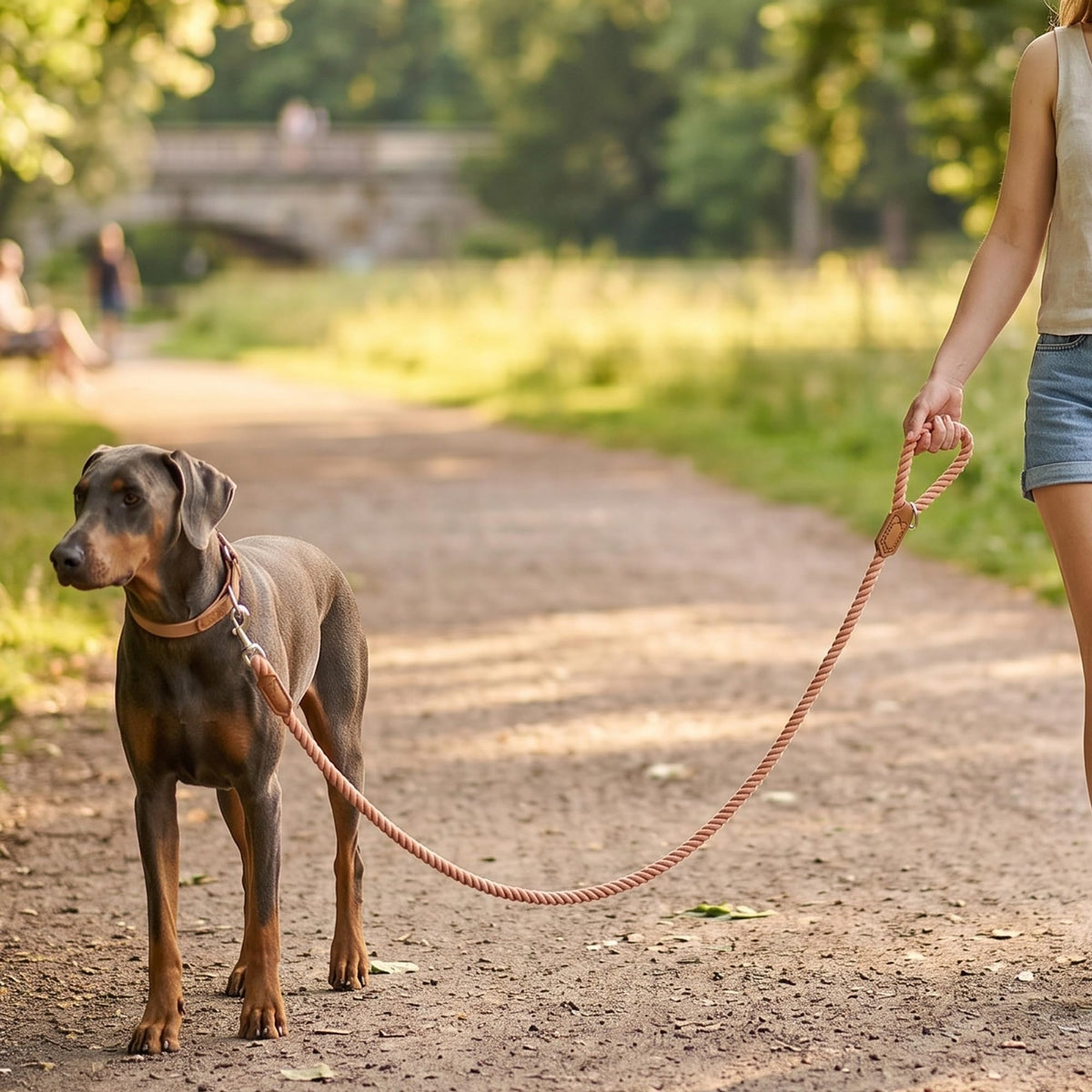 Dog Leash Braided Cotton Rope w (Classic Brown / 72 Inch-1/2")