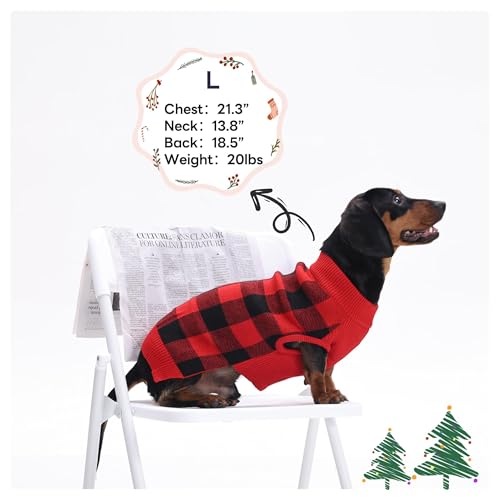 Christmas Plaid Dog Sweater with Leash Hole (Small / Red/Green)