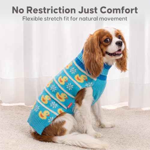 Dog Sweater for Small Dogs Turtleneck Thick Knit Pullover (Medium (7-11lbs) / Duck)