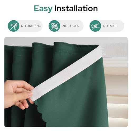 Self Adhesive Curtains (35"W x 59"L (Pack of 2) / Sage Green)