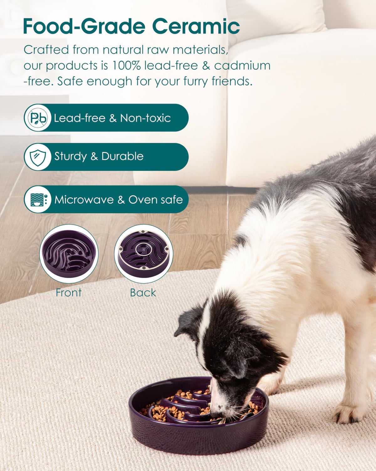 Slow Feeder Dog Bowl (Dark Purple / 3 Cups)