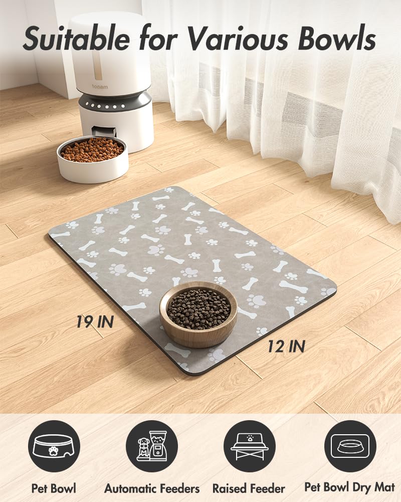 Absorbent Pet Feeding Mat (MP-GREY / 12"x19")