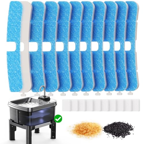 10 Pcs Replacement Filters & 10 Pcs Pump Filters Sponges (10 Filters + 10 Sponges)