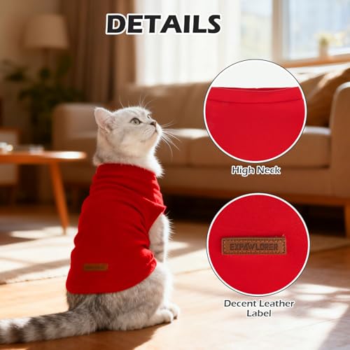 Cat Sweater Warm Fleece Pet Clothes for Cats Only (Red / Small)