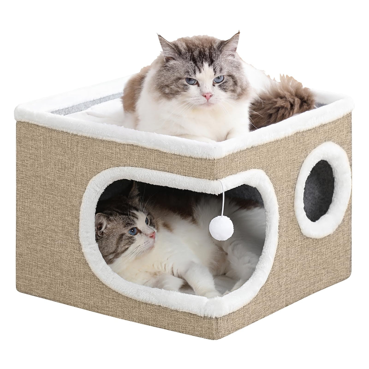 Cat Houses for Indoor Cats (Khaki‌ / 16"D x 16"W x 13"H)