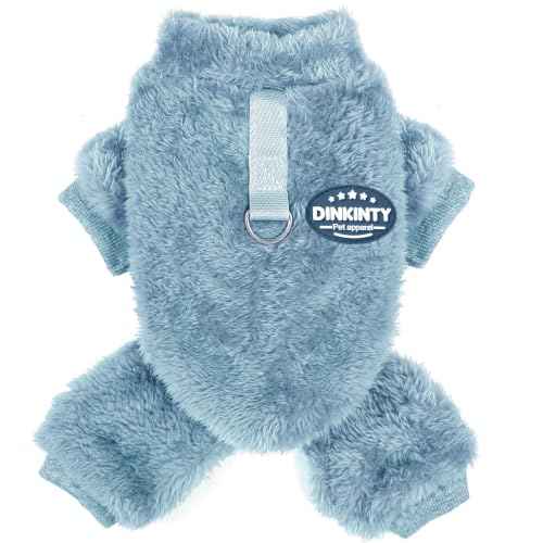 Fleece Dog Pajamas Winter Warm Dog Sweater for Small Dogs Thermal Soft Puppy Pjs Coat Stretchy Jumpsuit Doggie Pet Clothes Outfits Cat Apparel (Steel Blue / Large)