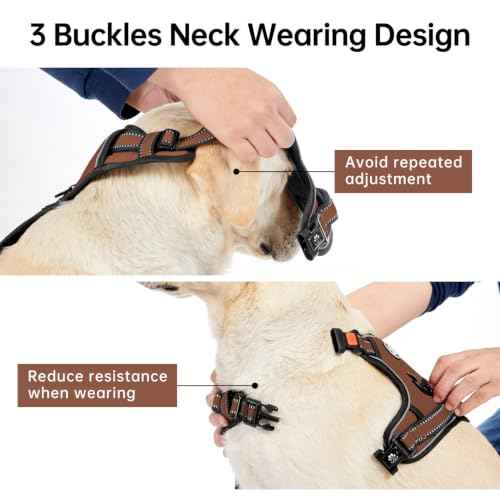 No Pull Dog Harness for Large Dogs (Brown / Large)