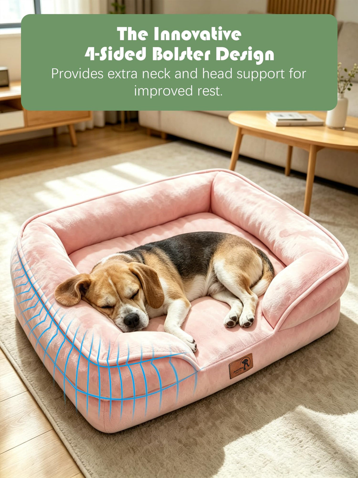 Orthopedic Dog Bed with Sides (28.0"L x 23.0"W x 6.5"Th / Pink)