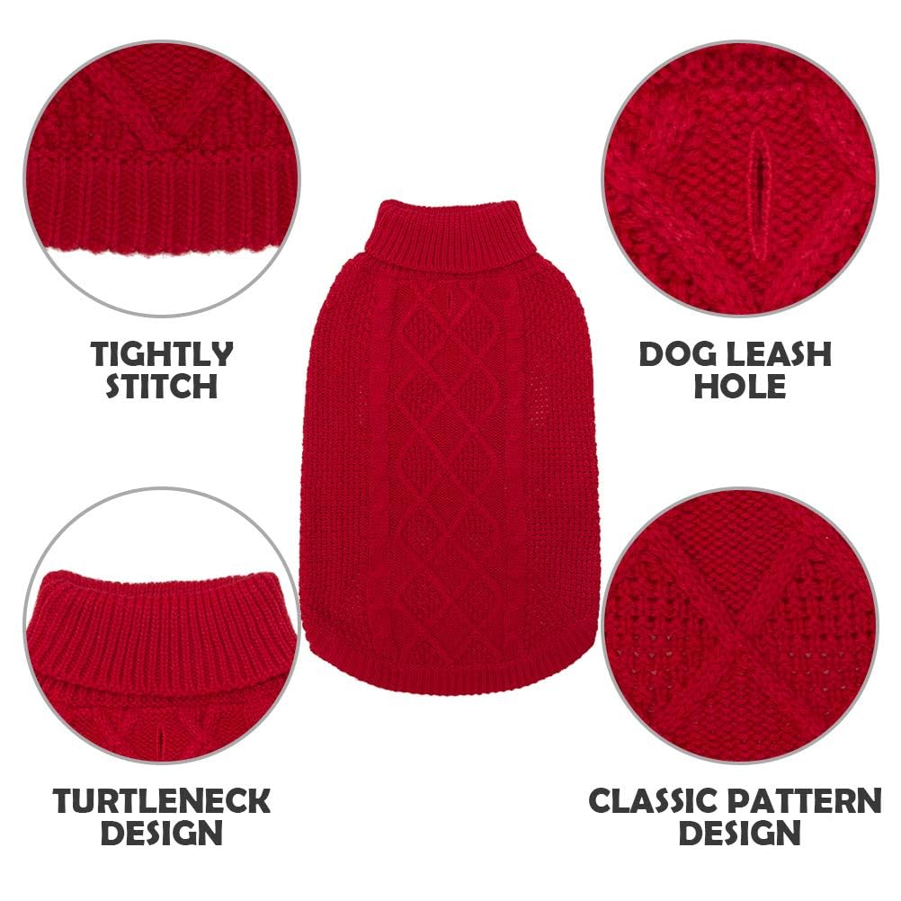 Turtleneck Dog Sweater (Medium / Red)