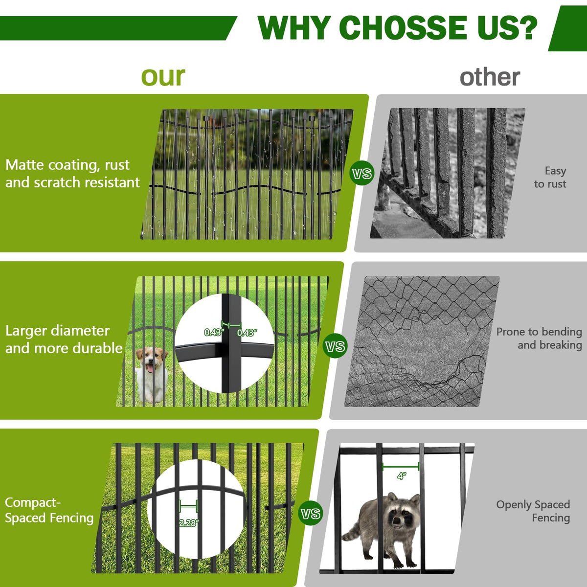Metal Decorative Garden Fence 48" H x 18'L with Gate Yard Dog Panels (48 in(H) X 18 ft(L))