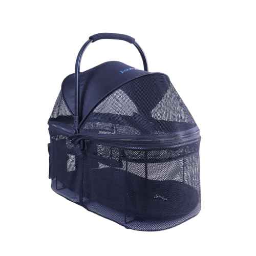Full Window pet Stroller with Detachable Carrier (with Detachable Basket / Black)
