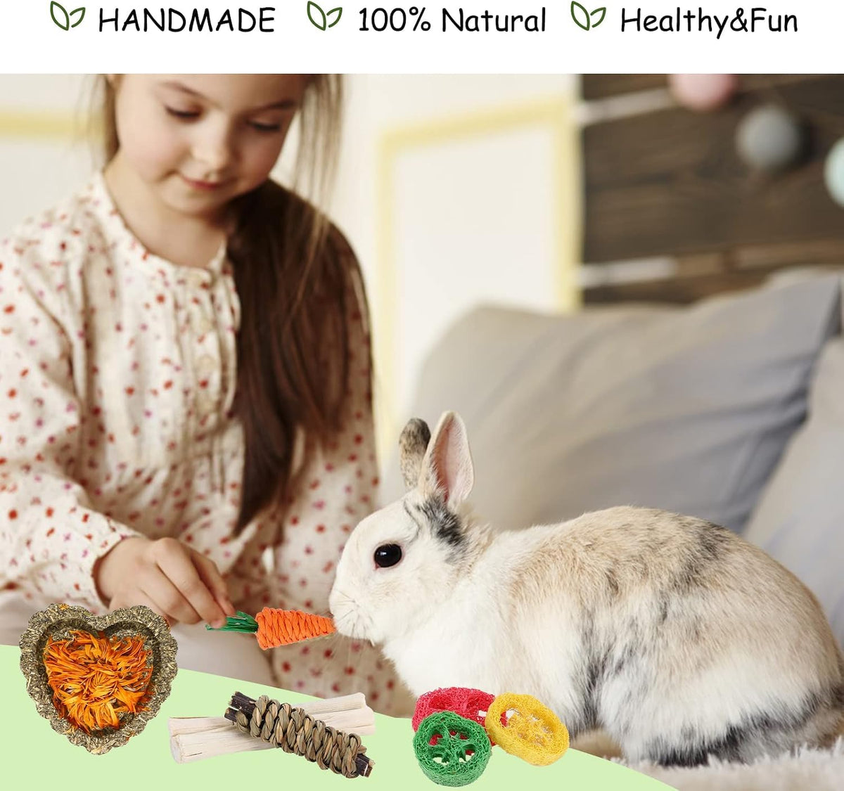 Bunny Toys 21PCS Rabbit Chew Toys for Teeth (21Pack-small Set)