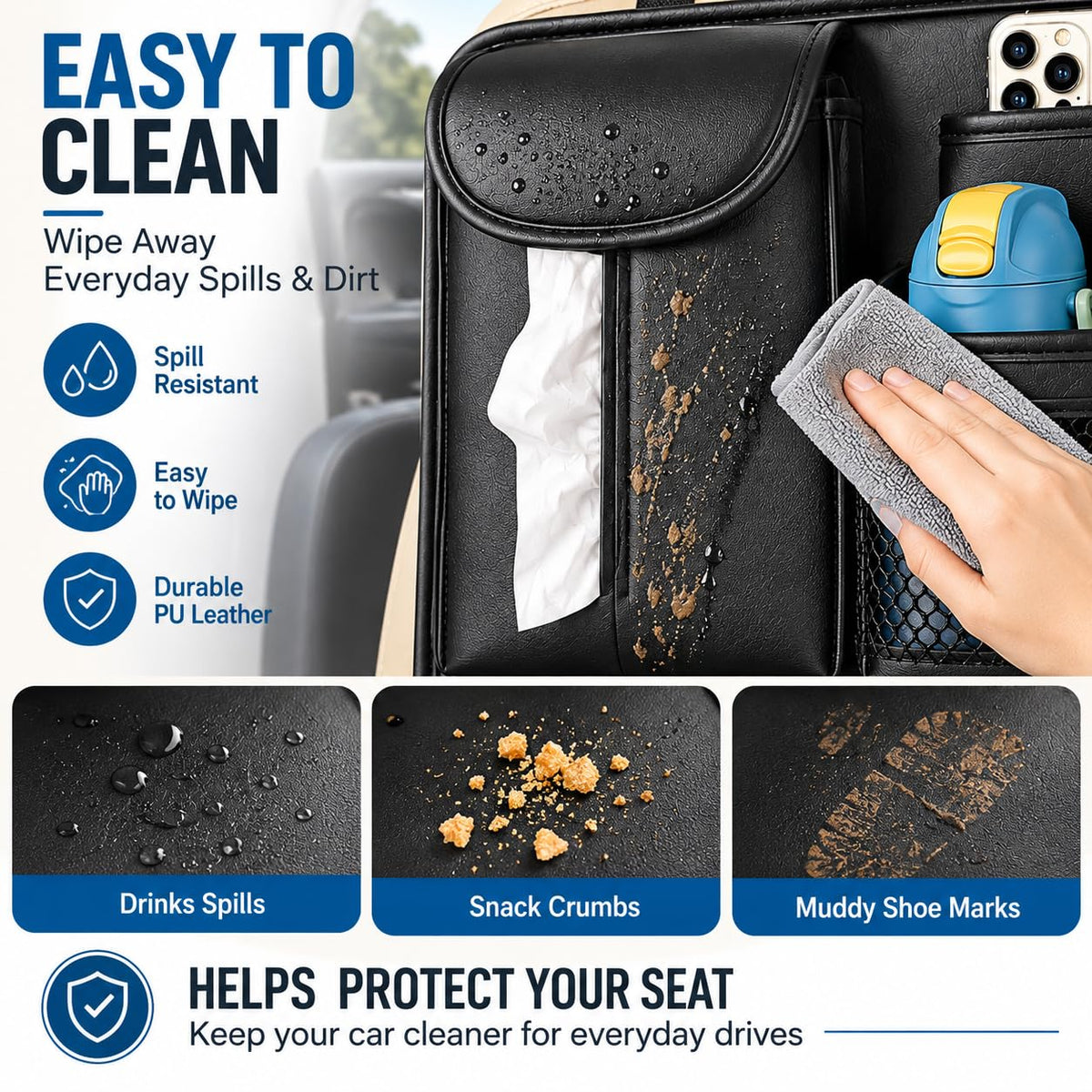 Backseat Car Organizer for Kids (Black)