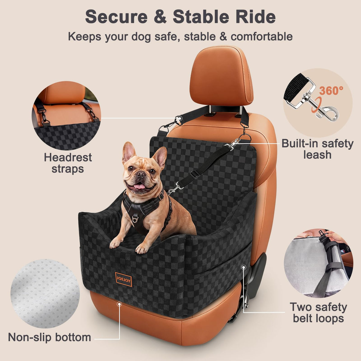Elevated Dog Car Seat for Small (Medium / Black)