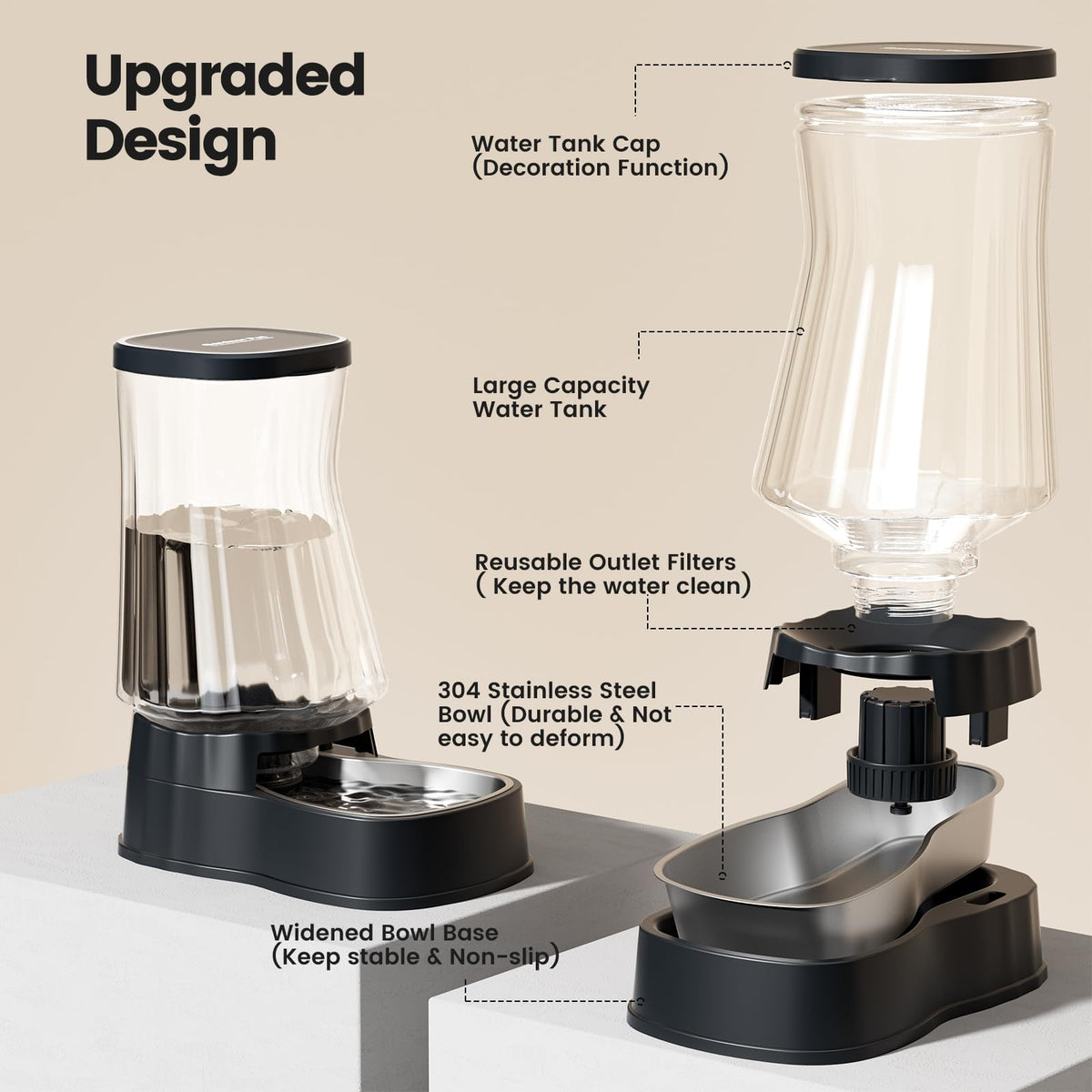 Automatic Dog Water Dispenser (Dark Grey / 1.6 Gallon)