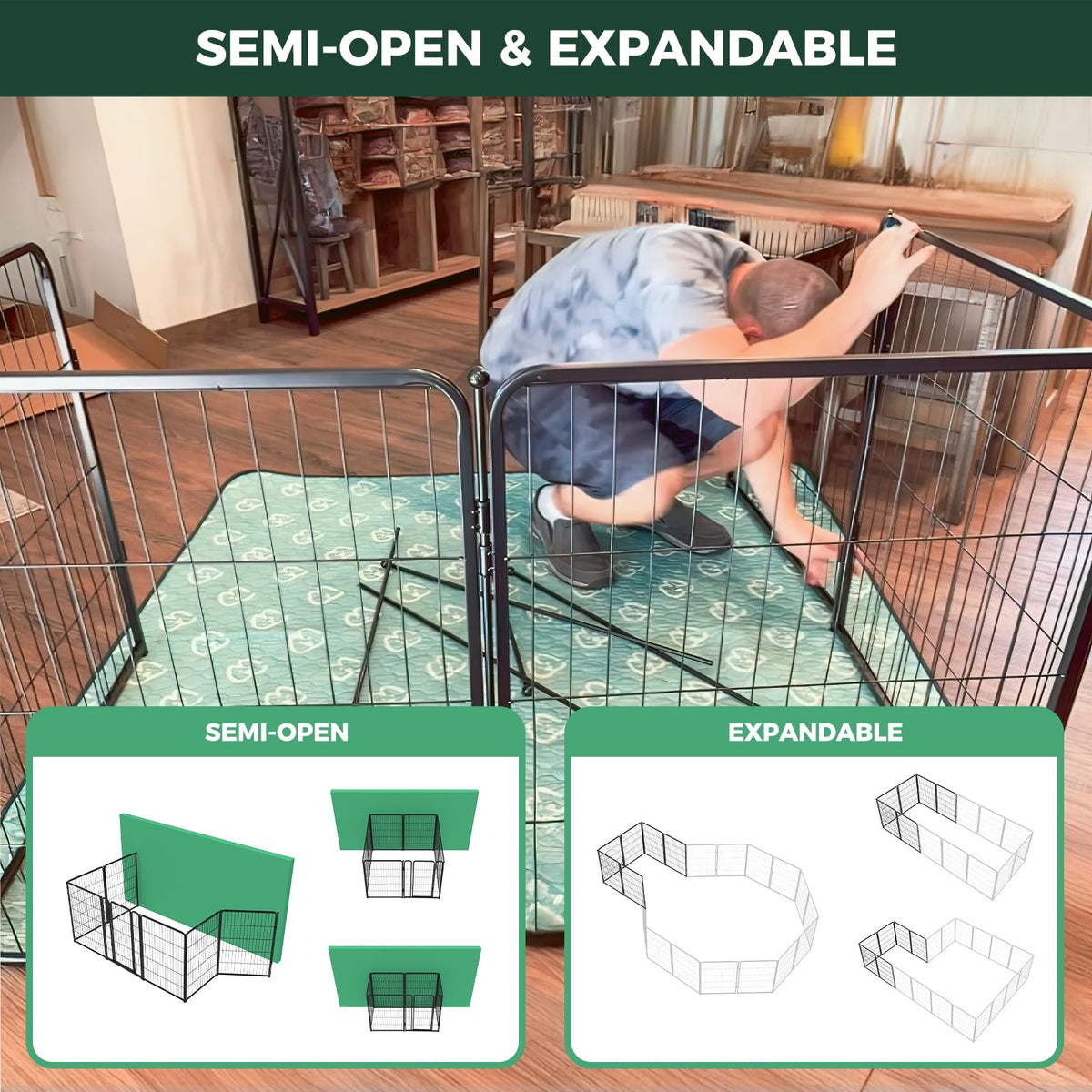 Homeplus Indoor Dog Playpen (Black / 40"H)