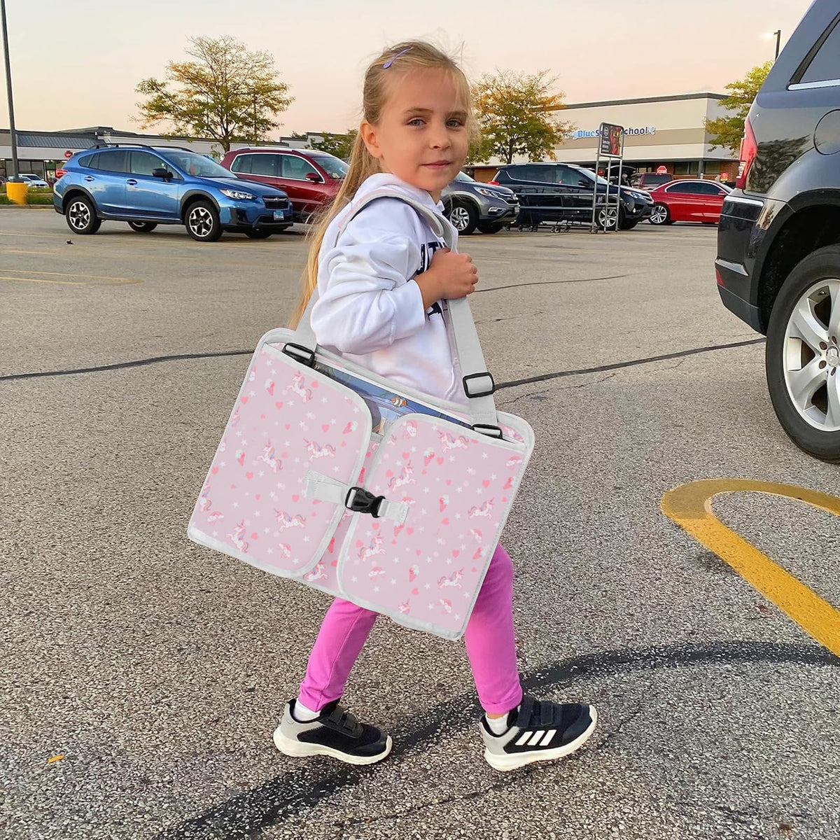 Kids Travel Tray for Toddler Car Seat (Light PurpleUnicorn)
