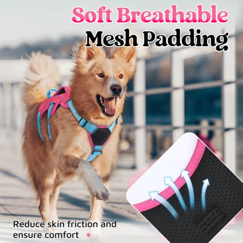 Escape Proof Dog Harness for Medium (Sky & Peach & Rose / Medium)
