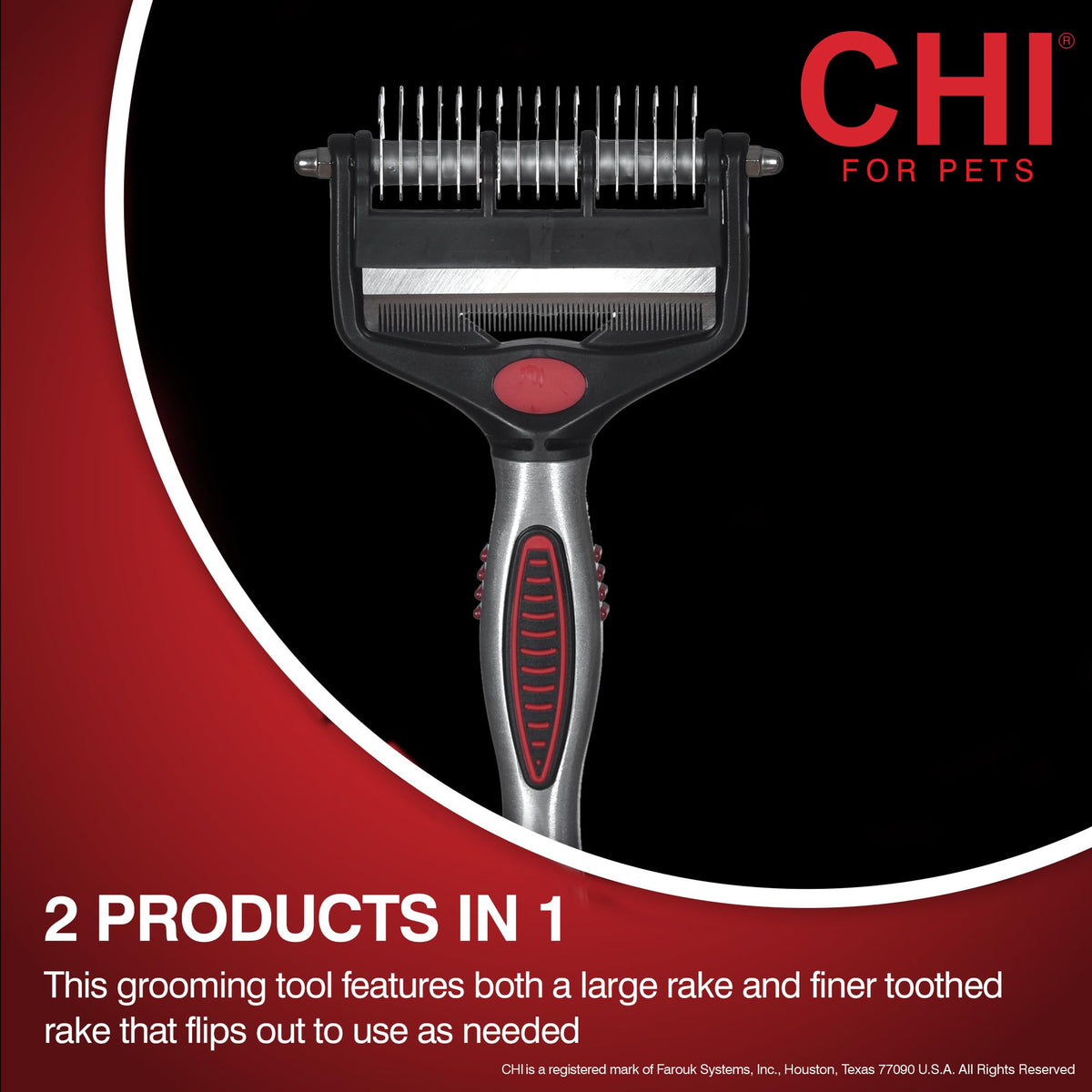 for Dogs 2 in (Red - Dematting Deshedding Rake / 1 Count (Pack of 1))