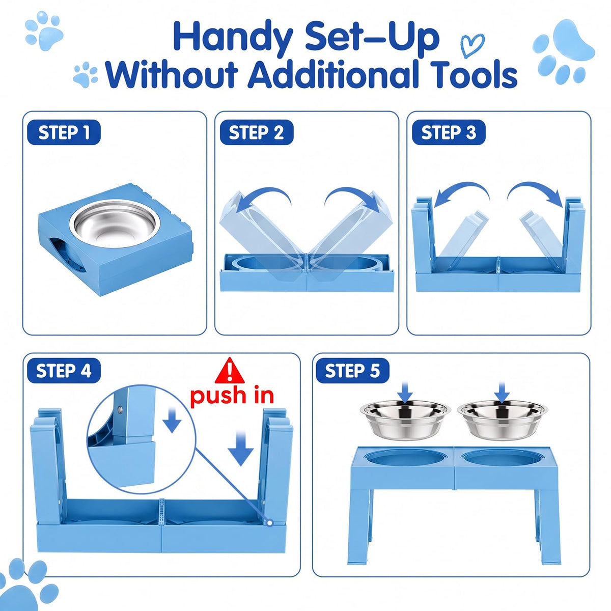 Elevated Dog Bowls Large Breed Raised Dogs Bowl Stand Large (E-Blue)