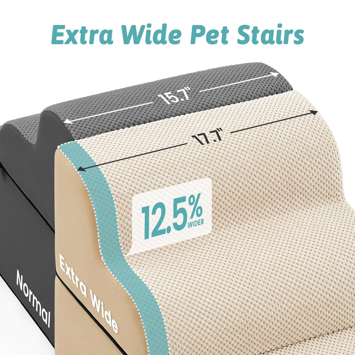 Detachable Small Dog Stairs 19.7" H (Beige / Detachable 17.7" x 28.3"x 19.7")