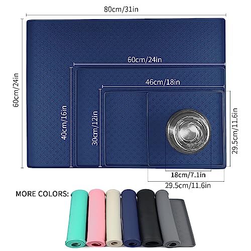 Pet Placemat for Dog and Cat (11.8"L x 11.8"W / Navy Blue)