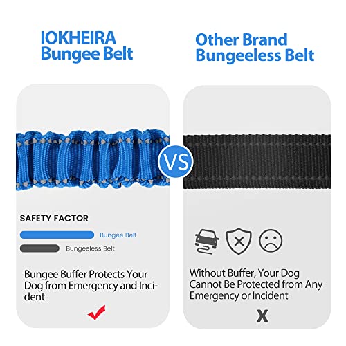 Dog Seatbelt Adjustable Reflective Bungee Car Seatbelt with Aluminum Swivel Carabiner (Indigo Bule)