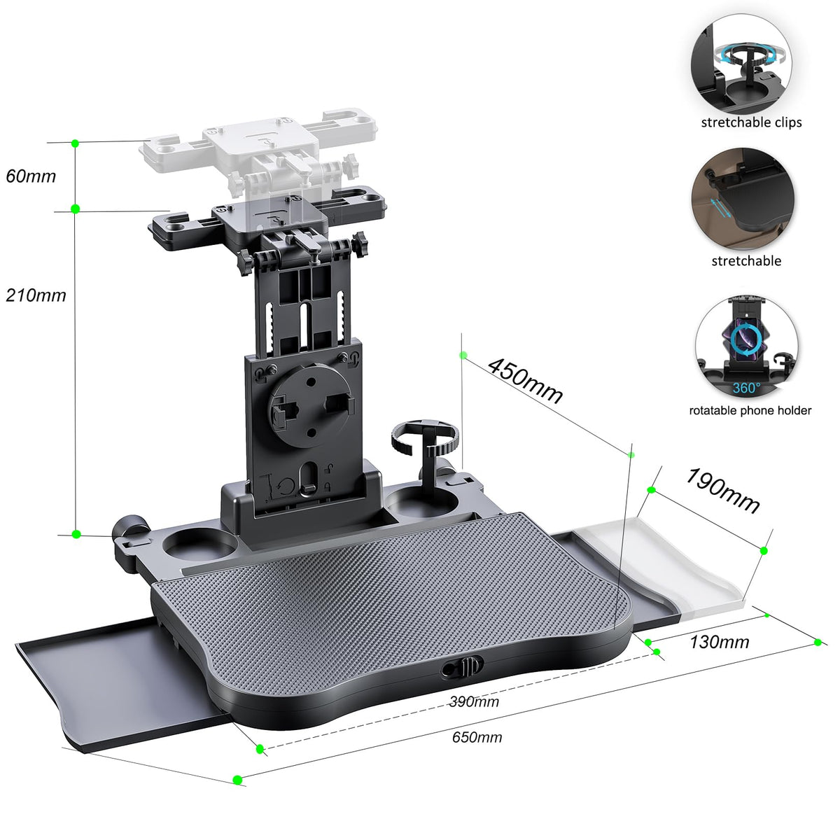 Car Steering Wheel Tray Back Seat Tray (17.7"*25.6")
