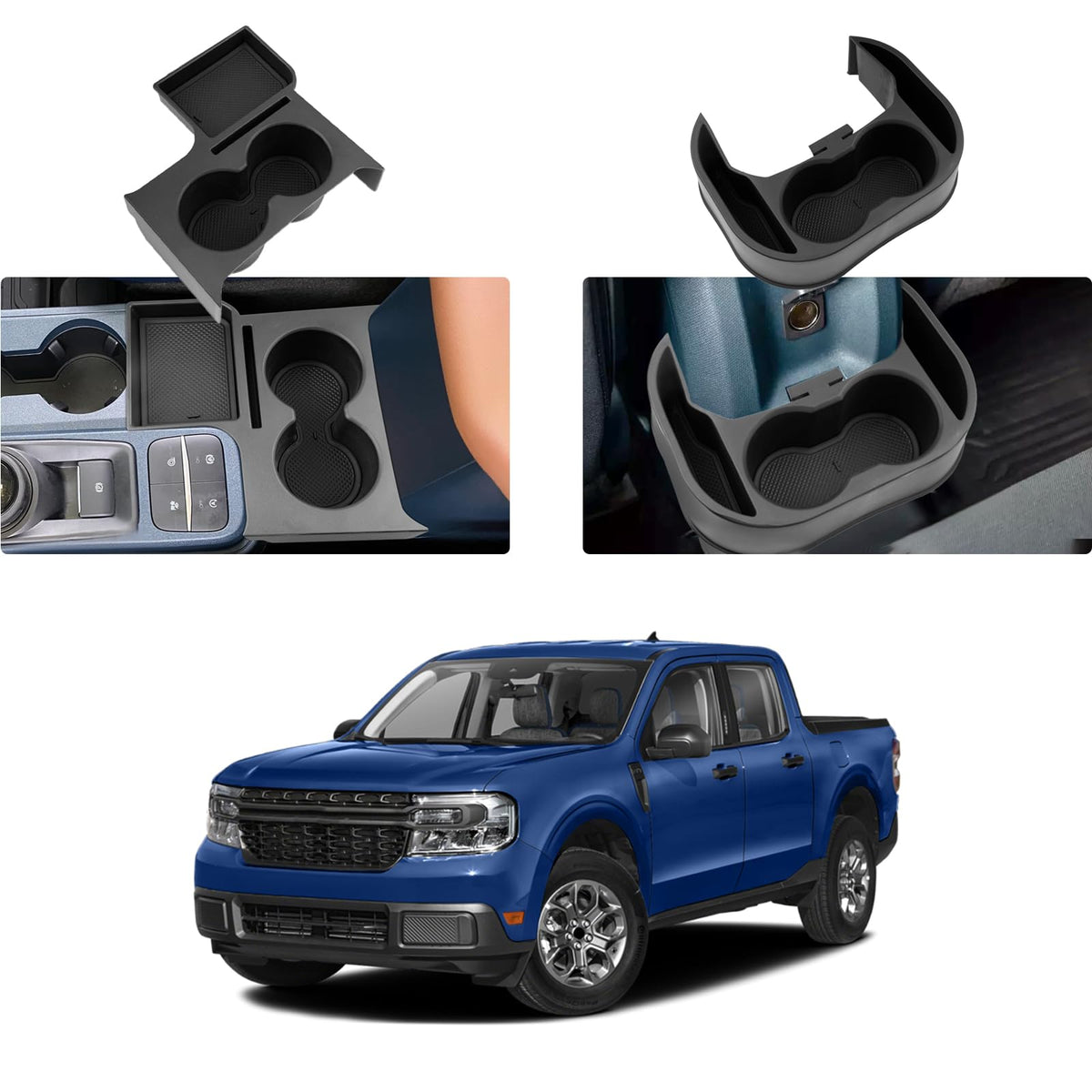 for 2022 2023 2024 2025 Maverick Accessories Cup Holder Expander Insert Organizer Cup Holders Expander Drink Holders 2PCS (2 in 1 Rear Cup Holder+2 in 1 Front Cup Holder)