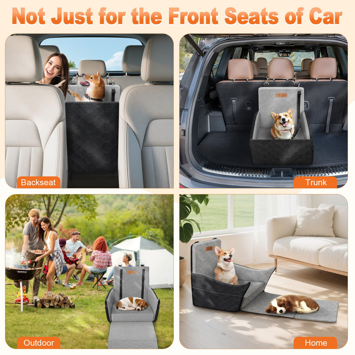 Elevated Dog Car Seat for Small and Medium Dogs Up to 35 lb (Black & Gray / Single Seat)